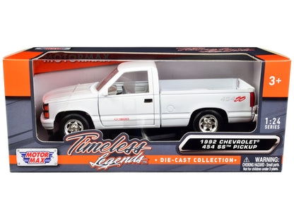 1992 Chevrolet 454 SS Pickup Truck White 1/24 Diecast Model Car by Motormax <h2>1992 Motormax</h2> <p>High-quality perfect for collectors and enthusiasts. Features detailed interior exterior craftsman