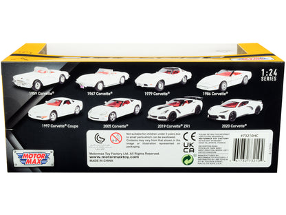 1997 Chevrolet Corvette C5 Coupe White Red 1/24 Diecast Model Car - Motormax