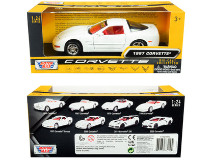 1997 Chevrolet Corvette C5 Coupe White Red 1/24 Diecast Model Car - Motormax