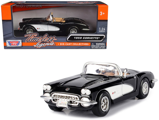 1959 Chevrolet Corvette Black 1/24 Diecast Model Car by Motormax <h2>1959 Motormax</h2> <p>High-quality perfect for collectors and enthusiasts. Features detailed interior exterior craftsmanship, reali