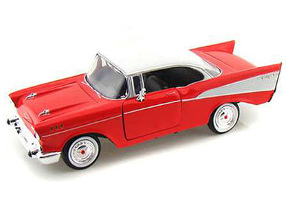 1957 Chevrolet Bel Air Red with White Top 1/24 Diecast Model Car by Motormax <h2>1957 Motormax</h2> <p>High-quality perfect for collectors and enthusiasts. Features detailed interior exterior craftsma