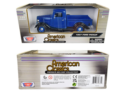 1937 Ford Pickup Truck Blue Metallic and Black "American Classics" 1/24 Diecast Model Car by Motormax <h2>1937 Motormax</h2> <p>High-quality perfect for collectors enthusiasts. Features detailed inter