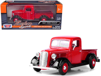 1937 Ford Pickup Truck Red and Black 1/24 Diecast Model Car by Motormax <h2>1937 Motormax</h2> <p>High-quality perfect for collectors enthusiasts. Features detailed interior exterior craftsmanship, re