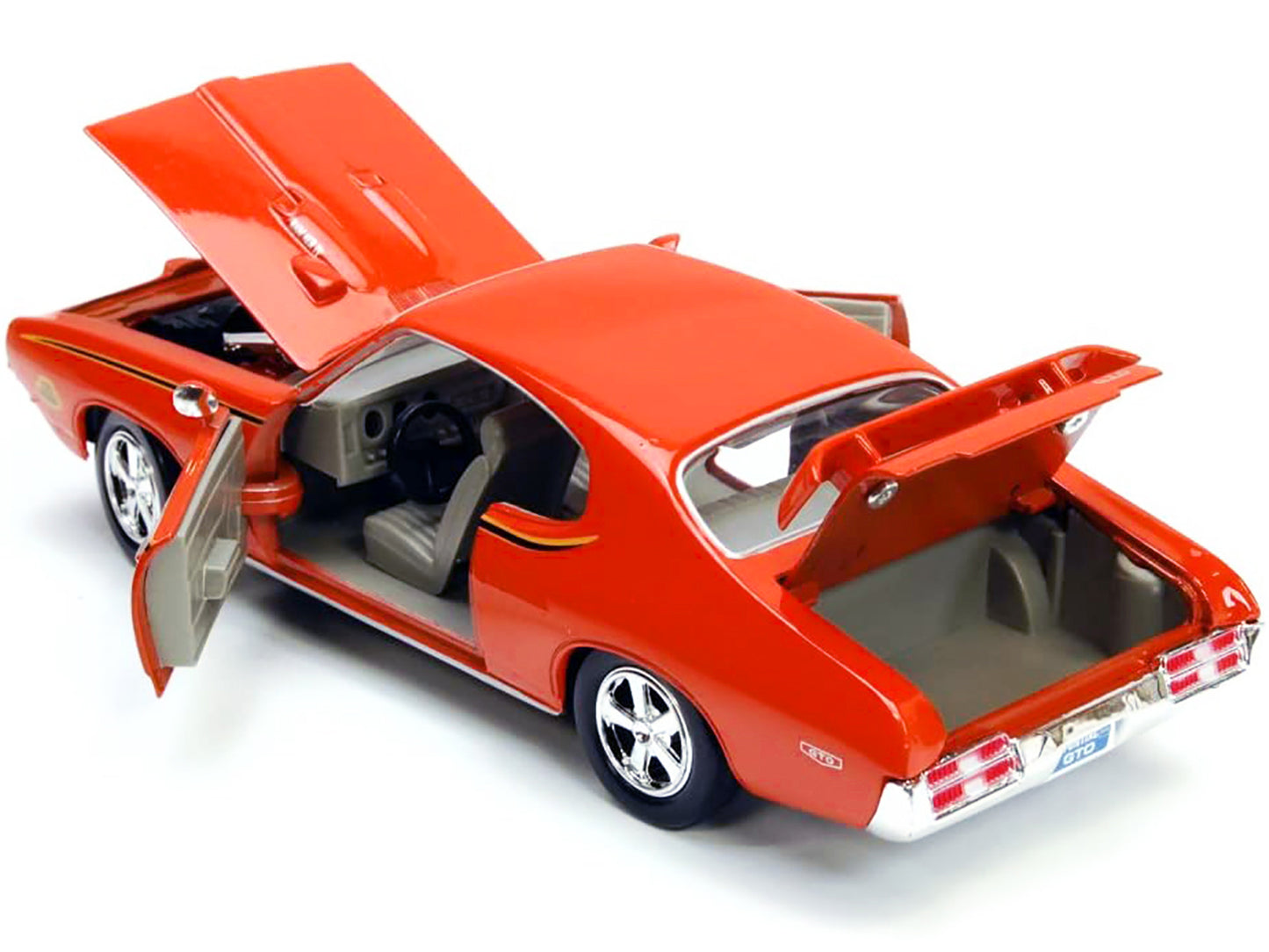 1969 Pontiac GTO Judge Orange with Stripes 1/24 Diecast Model Car by Motormax <h2>1969 Motormax</h2> <p>High-quality perfect for collectors and enthusiasts. Features detailed interior exterior craftsm