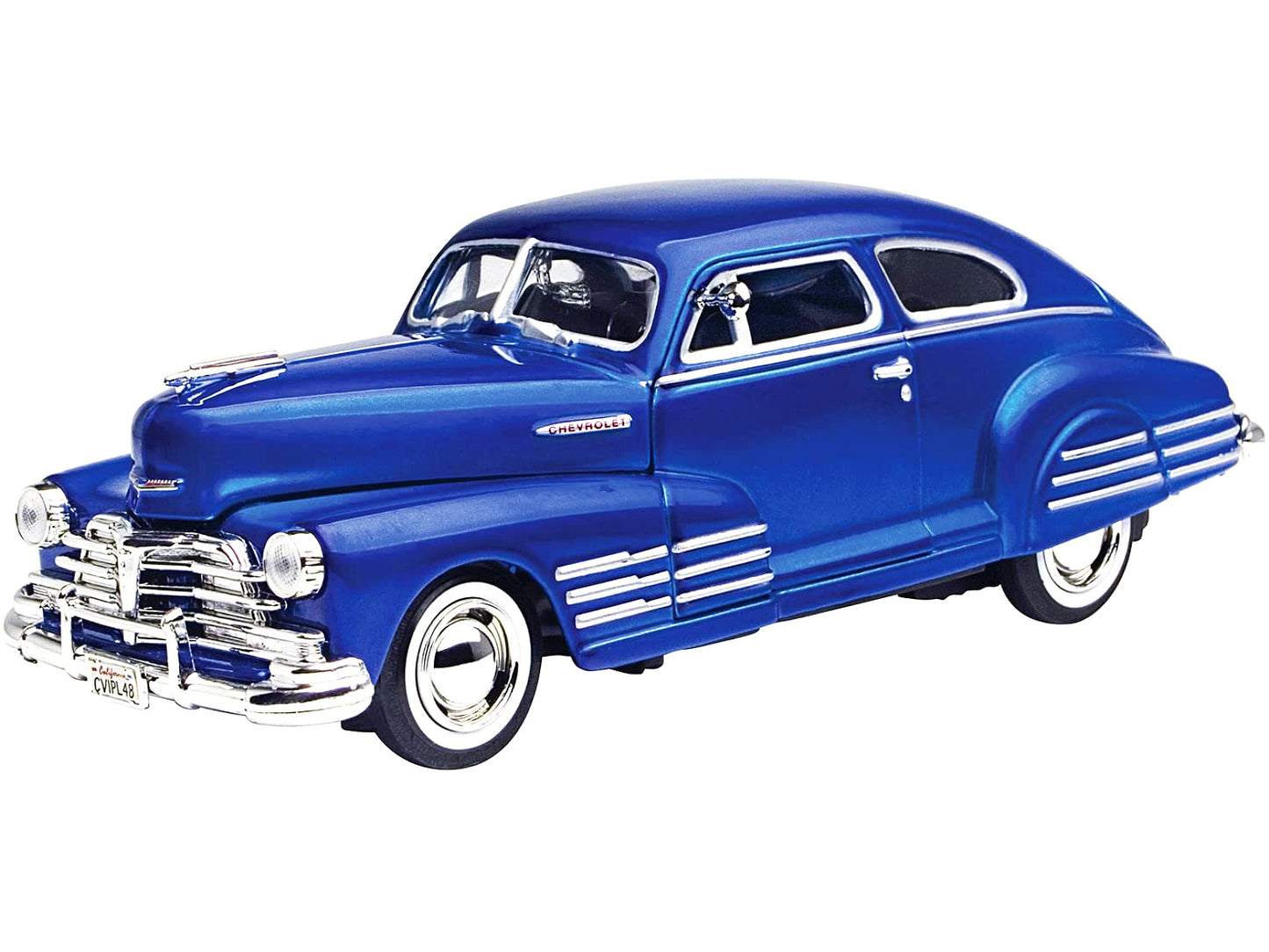 1948 Chevrolet Aerosedan Fleetline Blue 1/24 Diecast Model Car by Motormax <h2>1948 Motormax</h2> <p>High-quality perfect for collectors and enthusiasts. Features detailed interior exterior craftsmans