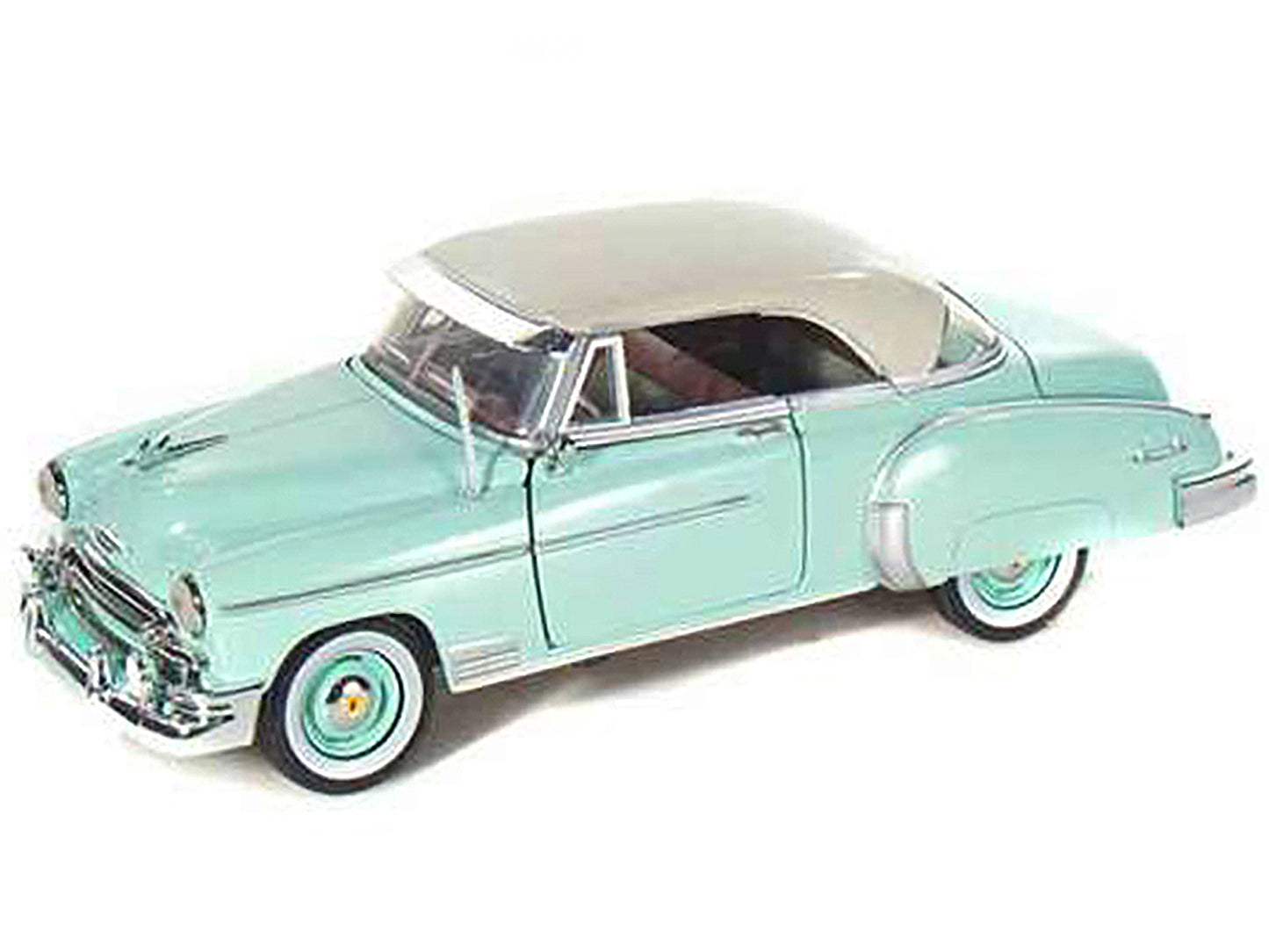 1950 Chevrolet Bel Air Green with Cream Top 1/24 Diecast Model Car by Motormax <h2>1950 Motormax</h2> <p>High-quality perfect for collectors and enthusiasts. Features detailed interior exterior crafts