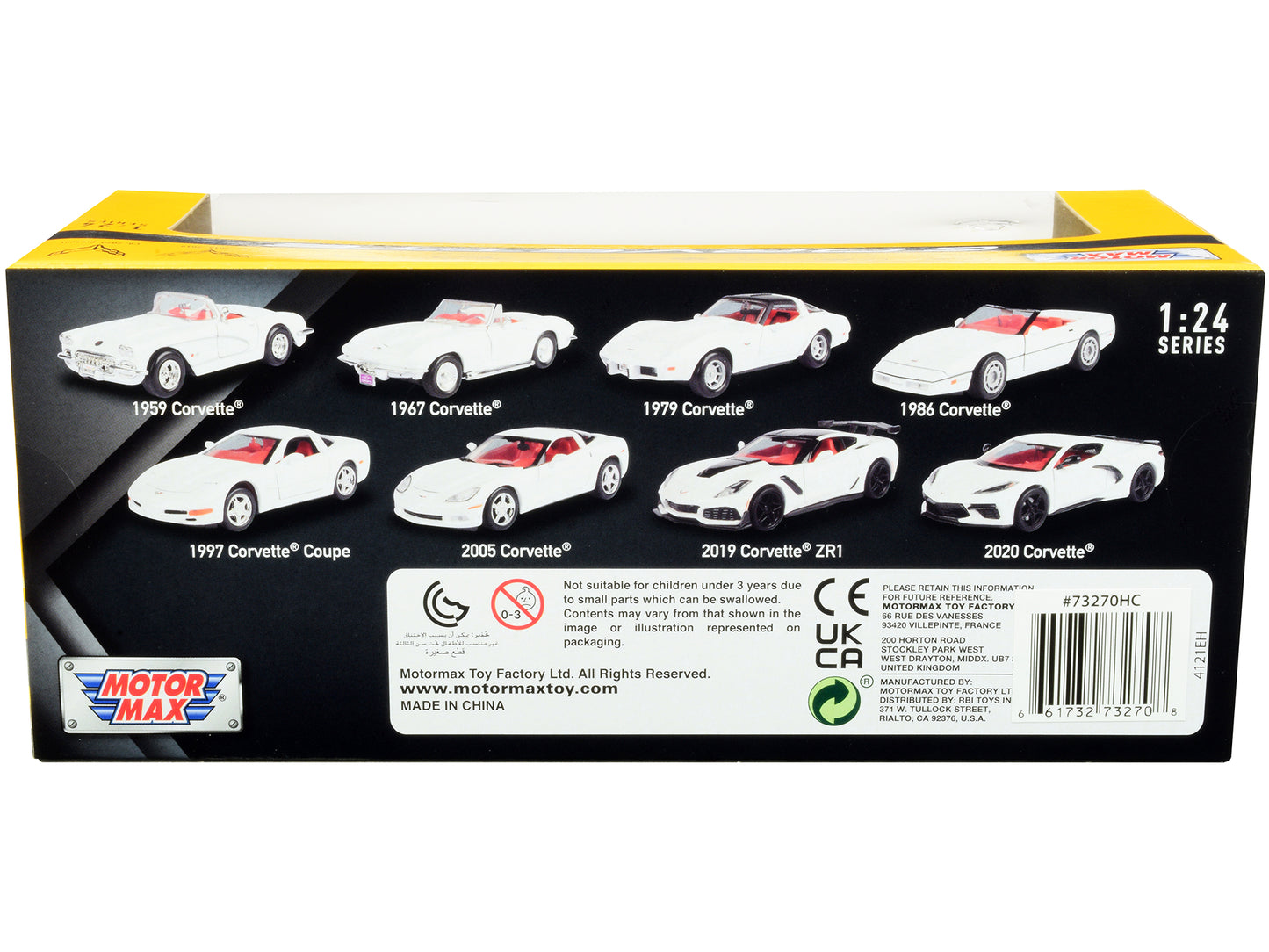 2005 Chevrolet Corvette C6 White with Red Interior "History of Corvette" Series 1/24 Diecast Model Car by Motormax