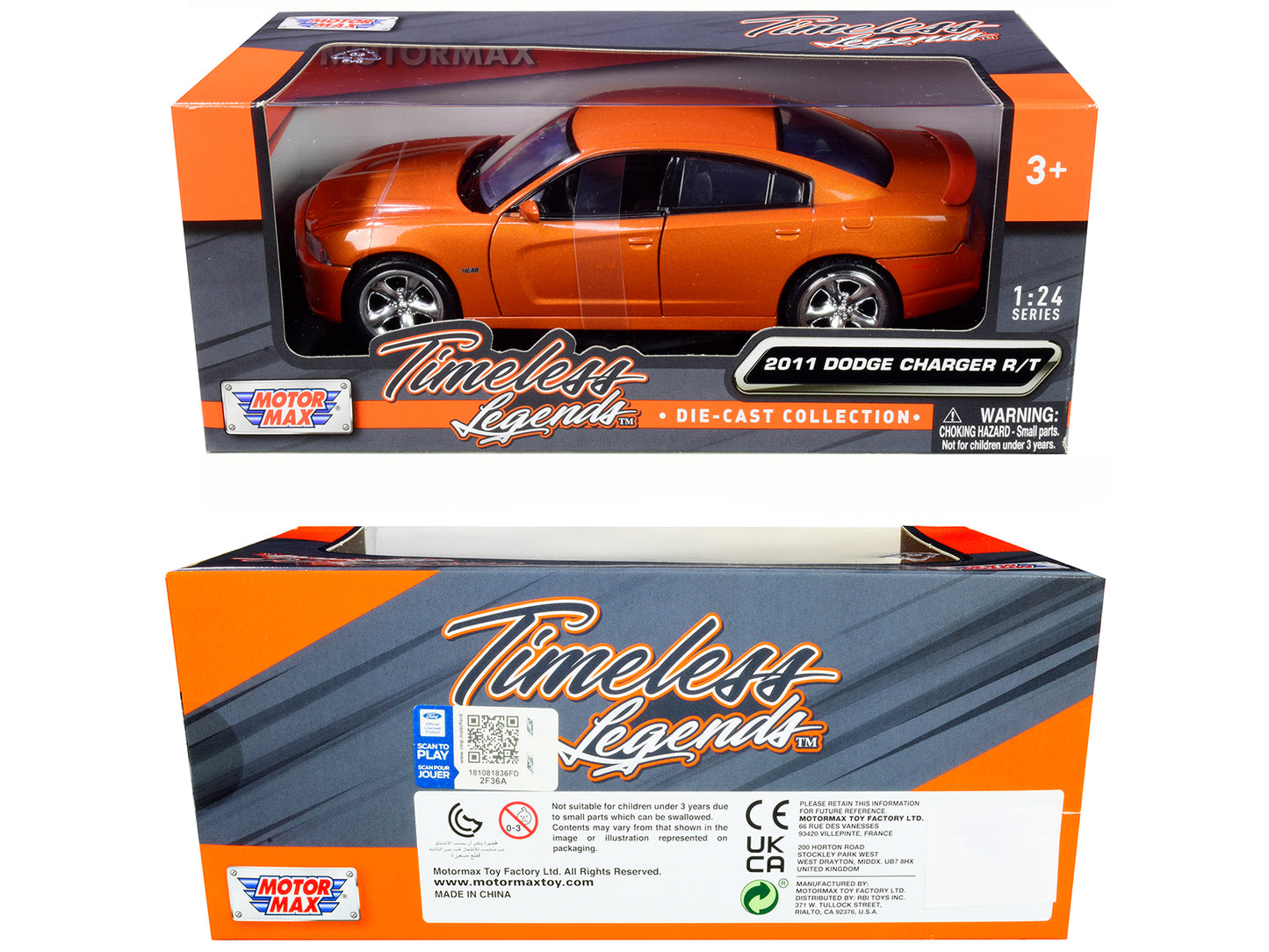 2011 Dodge Charger R/T Hemi Metallic Orange 1/24 Diecast Model Car by Motormax <h2>2011 Motormax</h2> <p>High-quality perfect for collectors and enthusiasts. Features detailed interior exterior crafts