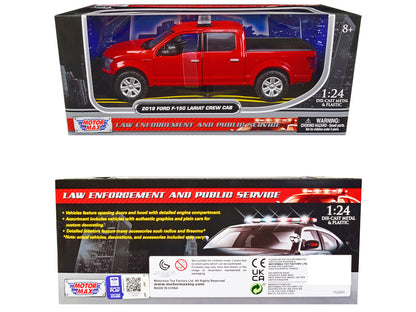 2019 Ford F-150 Lariat Crew Cab Pickup Truck Fire 1/24 Diecast Model - Motormax