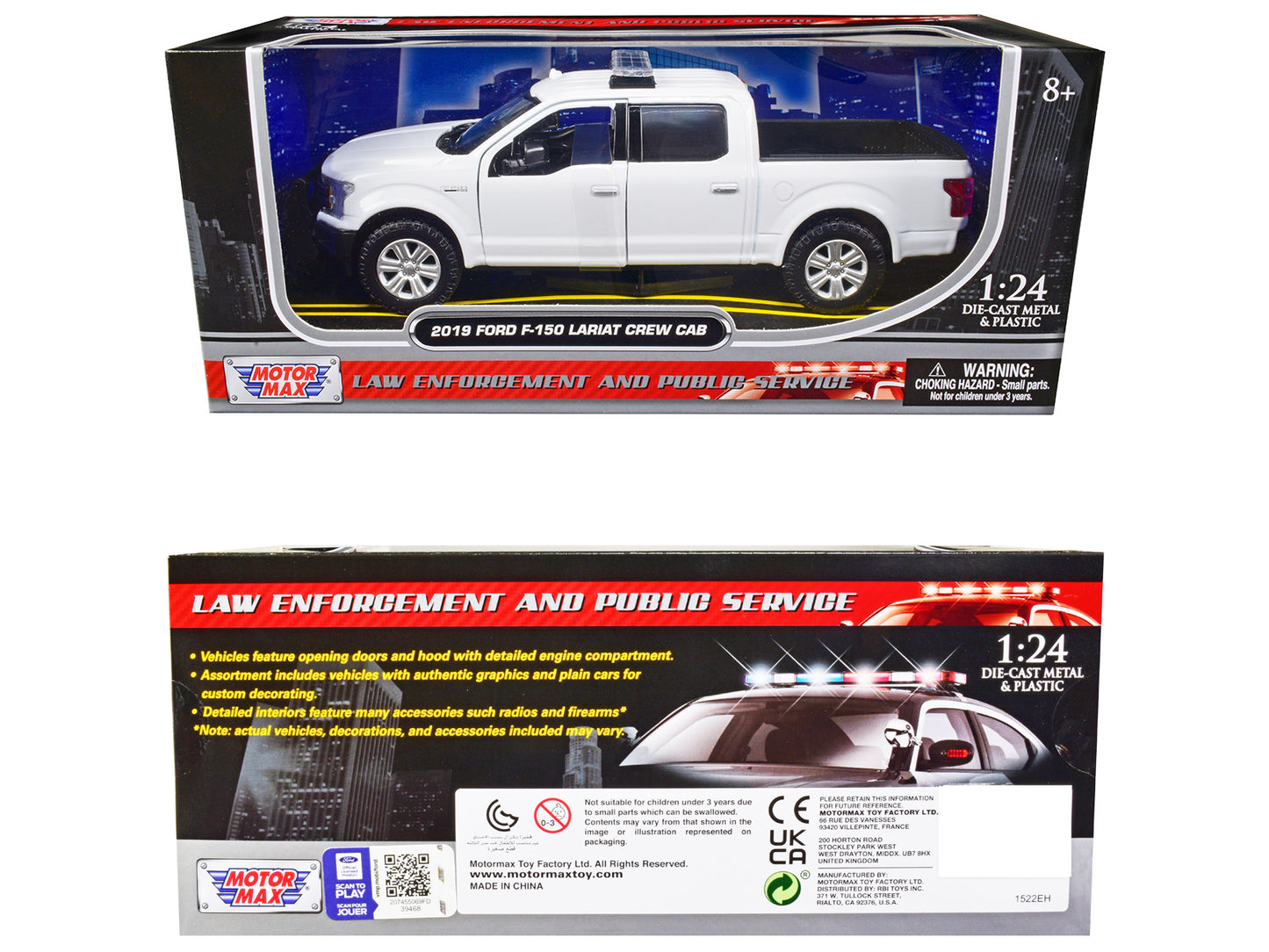 2019 Ford F-150 Lariat Crew Cab Pickup Truck Unmarked Plain White "Law Enforcement and Public Service" Series 1/24 Diecast Model Car by Motormax <h2>2019 Motormax</h2> <p>High-quality perfect for coll