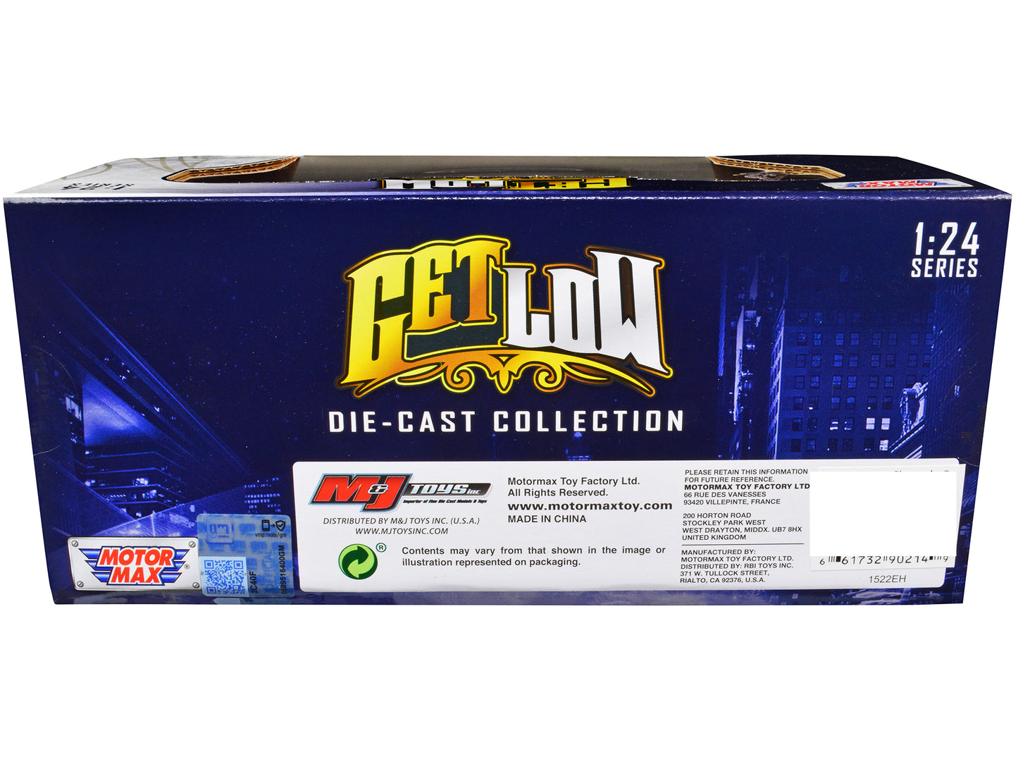 1993 Chevrolet Caprice Lowrider Blue Metallic with Graphics "Get Low" Series 1/24 Diecast Model Car by Motormax