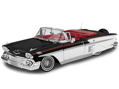 1958 Chevrolet Impala Convertible Lowrider Black and White with Red Interior "Get Low" Series 1/24 Diecast Model Car by Motormax <h2>1958 Motormax</h2> <p>High-quality perfect for collectors enthusias