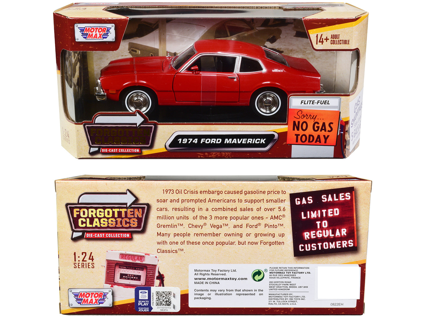 1974 Ford Maverick Red "Forgotten Classics" Series 1/24 Diecast Model Car by Motormax <h2>1974 Motormax</h2> <p>High-quality perfect for collectors and enthusiasts. Features detailed interior exterior