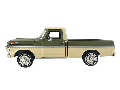1969 Ford F-100 Pickup Truck Light Green and Cream 1/24 Diecast Model Car by Motormax <h2>1969 Motormax</h2> <p>High-quality perfect for collectors enthusiasts. Features detailed interior exterior cra
