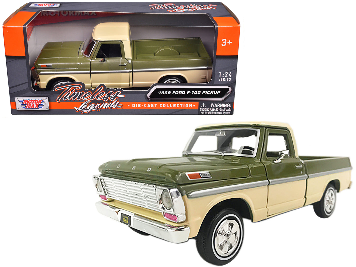 1969 Ford F-100 Pickup Truck Light Green and Cream 1/24 Diecast Model Car by Motormax <h2>1969 Motormax</h2> <p>High-quality perfect for collectors enthusiasts. Features detailed interior exterior cra