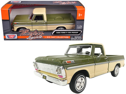 1969 Ford F-100 Pickup Truck Light Green and Cream 1/24 Diecast Model Car by Motormax <h2>1969 Motormax</h2> <p>High-quality perfect for collectors enthusiasts. Features detailed interior exterior cra