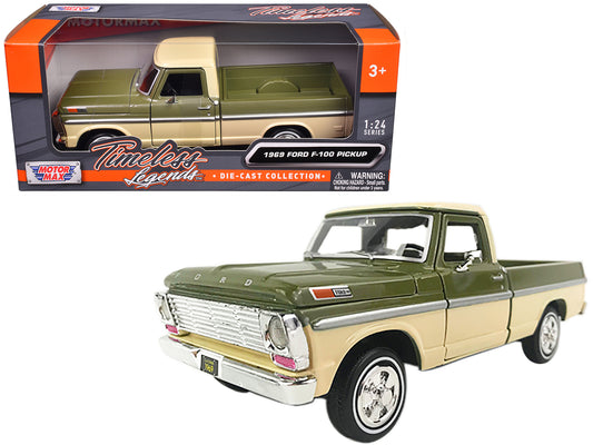 1969 Ford F-100 Pickup Truck Light Green and Cream 1/24 Diecast Model Car by Motormax <h2>1969 Motormax</h2> <p>High-quality perfect for collectors enthusiasts. Features detailed interior exterior cra