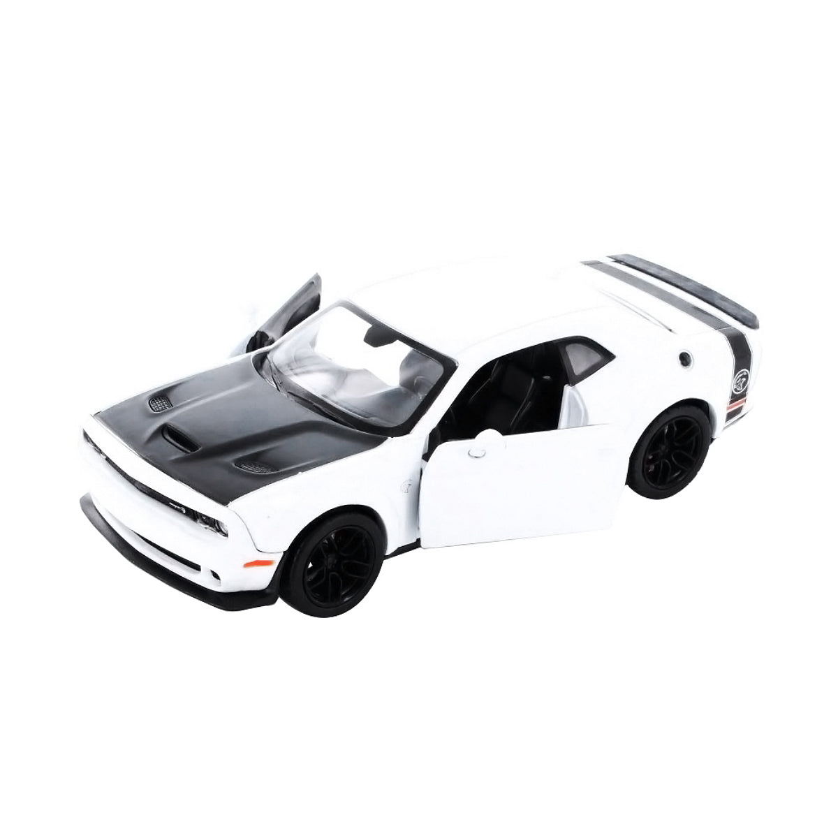 2018 Dodge Challenger SRT Hellcat Widebody White with Black Hood 1/24 Diecast Model Car by Motormax <h2>2018 Motormax</h2> <p>High-quality perfect for collectors and enthusiasts. Features detailed int