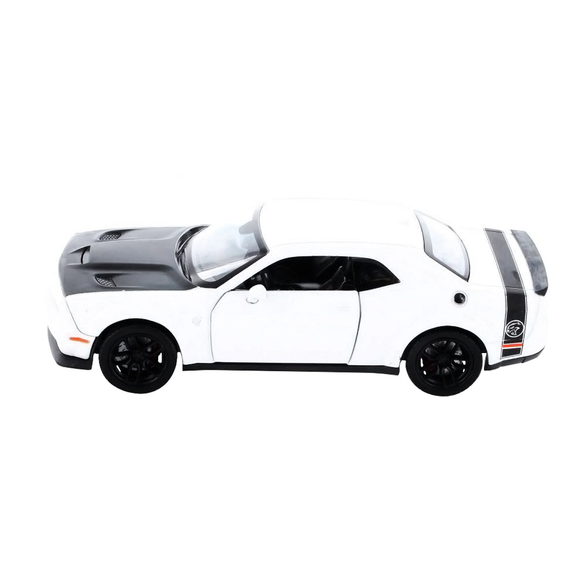 2018 Dodge Challenger SRT Hellcat Widebody White with Black Hood 1/24 Diecast Model Car by Motormax <h2>2018 Motormax</h2> <p>High-quality perfect for collectors and enthusiasts. Features detailed int