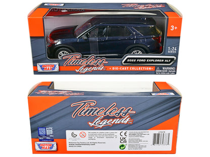 2022 Ford Explorer XLT Dark Blue Metallic "Timeless Legends" Series 1/24 Diecast Model Car by Motormax <h2>2022 Motormax</h2> <p>High-quality perfect for collectors and enthusiasts. Features detailed