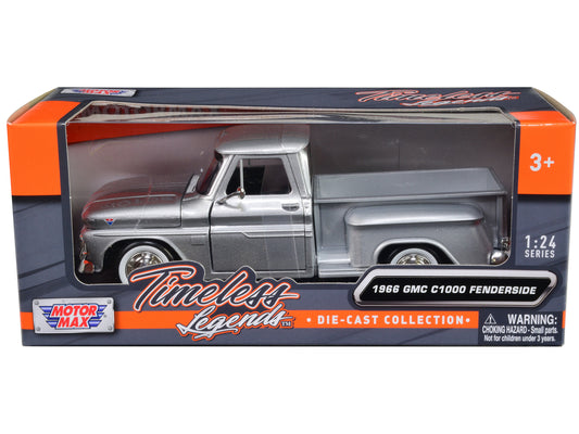 1966 GMC C1000 Fenderside Pickup Truck Silver Metallic "Timeless Legends" Series 1/24 Diecast Model Car by Motormax <h2>1966 Motormax</h2> <p>High-quality perfect for collectors and enthusiasts. Featu