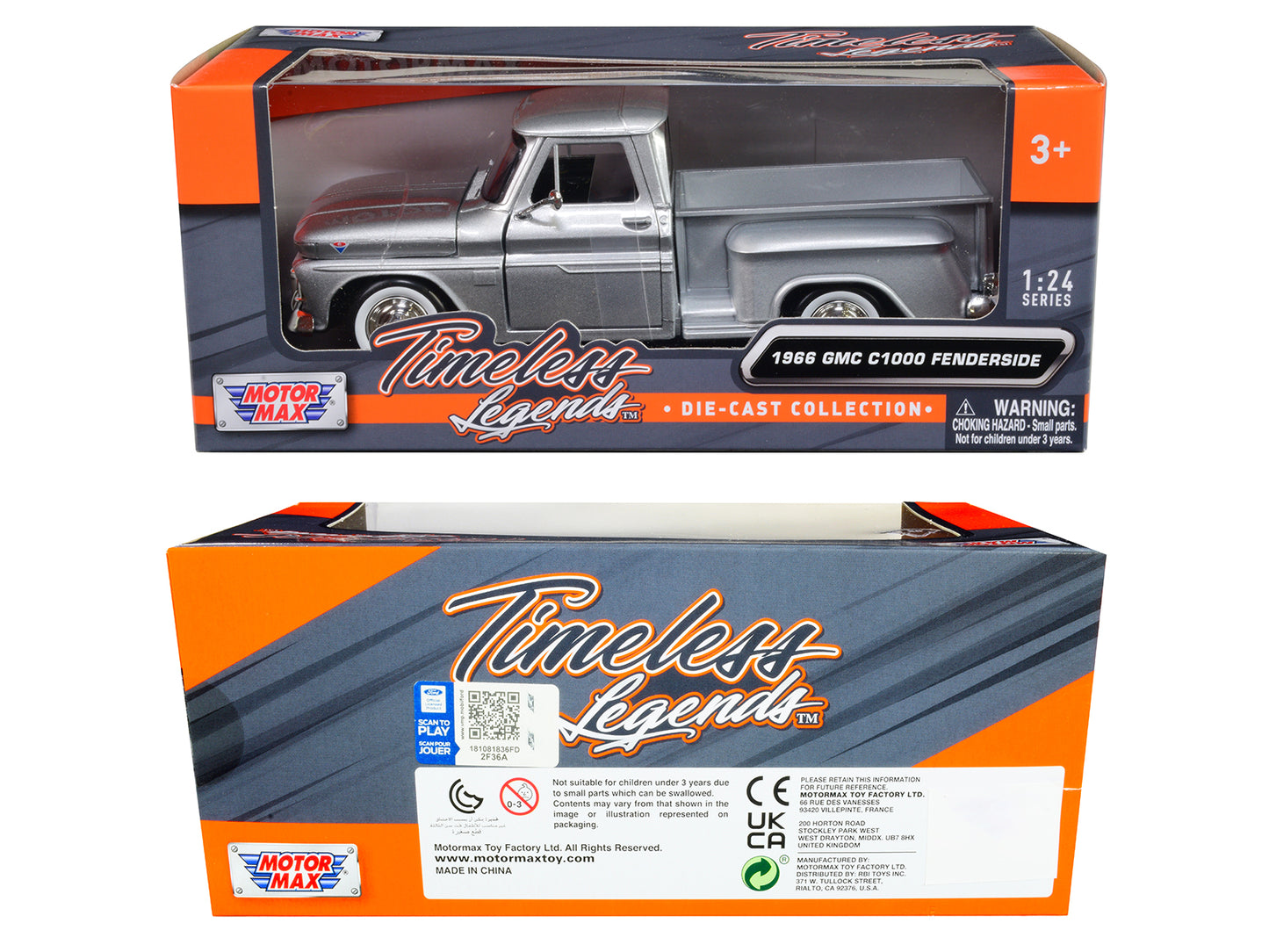 1966 GMC C1000 Fenderside Pickup Truck Silver Metallic "Timeless Legends" Series 1/24 Diecast Model Car by Motormax <h2>1966 Motormax</h2> <p>High-quality perfect for collectors and enthusiasts. Featu