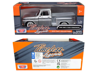 1966 GMC C1000 Fenderside Pickup Truck Silver Metallic "Timeless Legends" Series 1/24 Diecast Model Car by Motormax <h2>1966 Motormax</h2> <p>High-quality perfect for collectors and enthusiasts. Featu