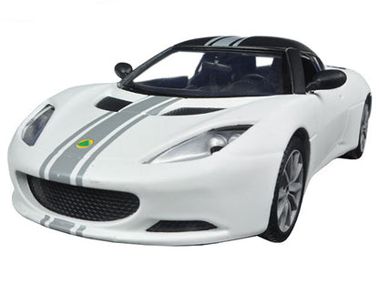 Lotus Evora S Matt White with Black Top and Gray Stripes "Satin Paint" Series 1/24 Diecast Model Car by Motormax