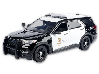 2015 Ford Police Interceptor Utility Black and White "Los Angeles Department (LAPD)" with Flashing Light Bar Front Rear Lights Sounds 1/24 Diecast Model Car by Motormax <h2>2015 Motormax</h2> <p>High-