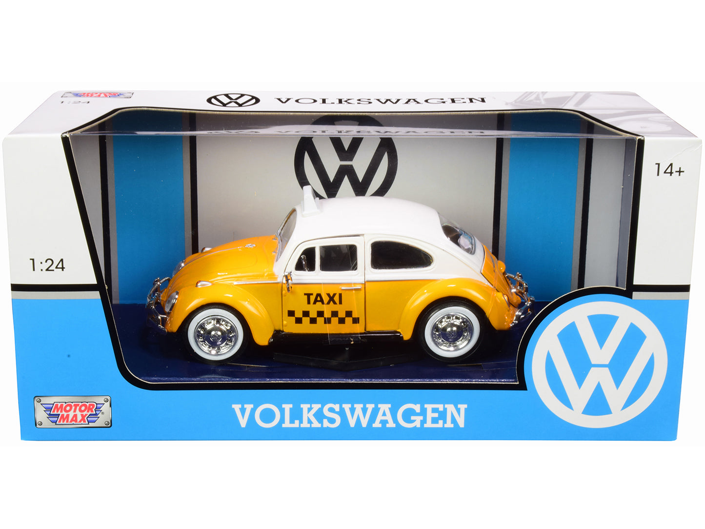 1966 Volkswagen Beetle "Taxi" Yellow with White Top 1/24 Diecast Model Car by Motormax <h2>1966 Motormax</h2> <p>High-quality perfect for collectors and enthusiasts. Features detailed interior exterio