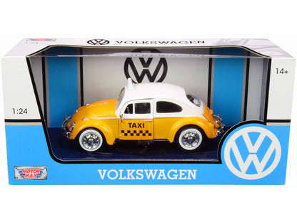 1966 Volkswagen Beetle "Taxi" Yellow with White Top 1/24 Diecast Model Car by Motormax <h2>1966 Motormax</h2> <p>High-quality perfect for collectors and enthusiasts. Features detailed interior exterio
