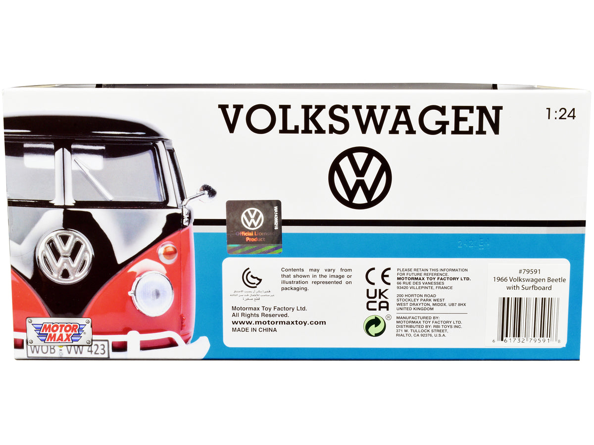 1966 Volkswagen Beetle Black Wood Panels Two 1/24 Diecast Model Car - Motormax
