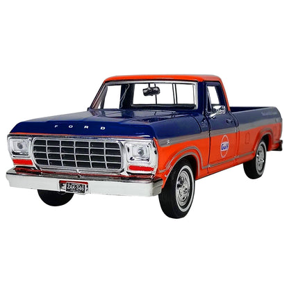 1979 Ford F-150 Custom Pickup Truck "Gulf" Dark Blue and Orange 1/24 Diecast Model Car by Motormax <h2>1979 Motormax</h2> <p>High-quality perfect for collectors enthusiasts. Features detailed interior