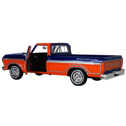 1979 Ford F-150 Custom Pickup Truck "Gulf" Dark Blue and Orange 1/24 Diecast Model Car by Motormax <h2>1979 Motormax</h2> <p>High-quality perfect for collectors enthusiasts. Features detailed interior