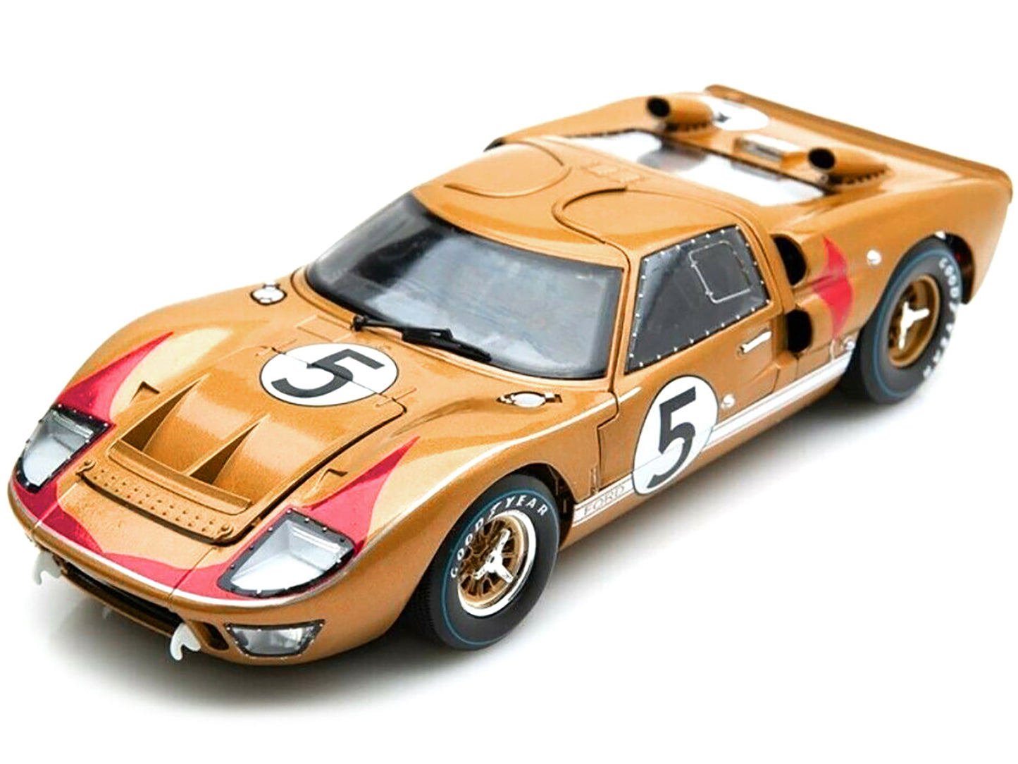 1966 Ford GT-40 MK II RHD (Right hand Drive) #5 Gold 24H of Le Mans 1/18 Diecast Model Car by Shelby Collectibles