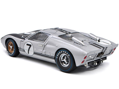 1966 Ford GT-40 MK II #7 Silver 1/18 Diecast Model Car by Shelby Collectibles