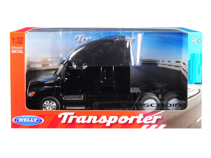 Freightliner Cascadia Truck Black "Transporter" 1/32 T&y Diecast Model by Welly